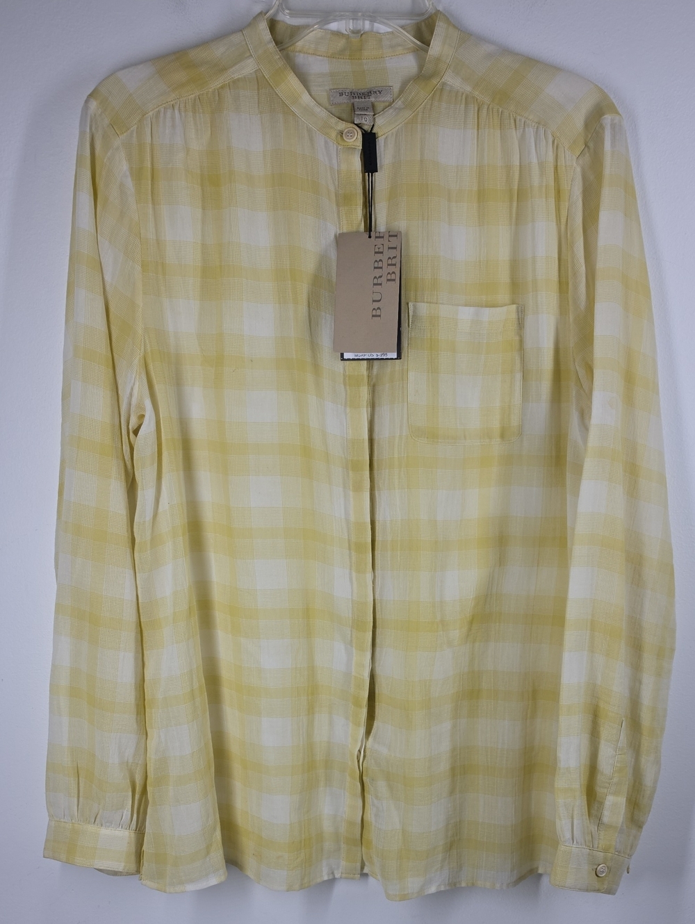 Burberry Brit Cotton Plaid Long-Sleeve Blouse NWT XL